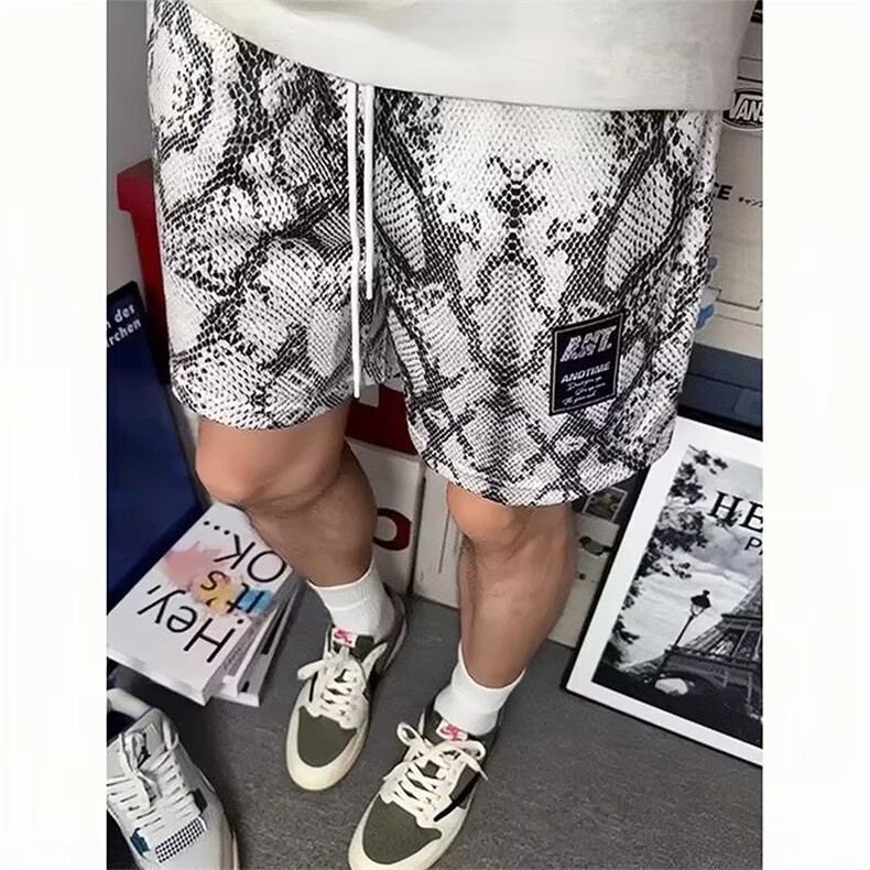速干蛇纹短裤男夏季不过膝美式四分裤外穿三分健身运动裤XXXD60图片