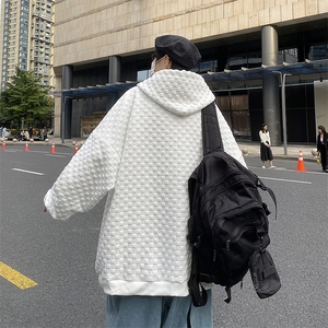 男春季新款华夫格刺绣连帽开衫卫衣WT22P40图片