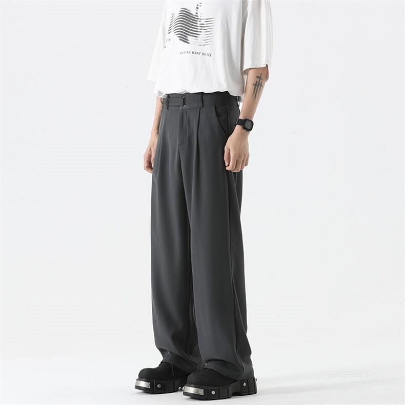 01春秋设计款简约百搭直筒西裤垂感阔腿休闲裤XZ211-1-K2410-P50，男装西裤，星座211-1