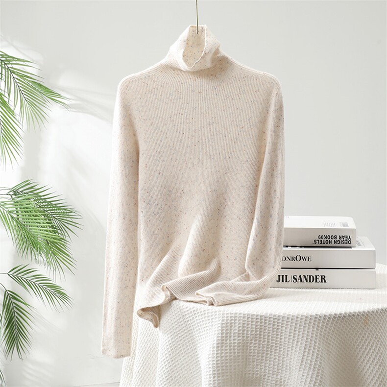 2025点子纱抽条高翻领针织衫，女装针织衫/毛衣，贵皇羊绒四店