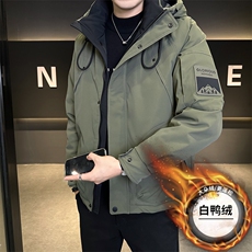 25008冲风衣连帽标50羽绒服现货，男装风衣，星座414（原B263）