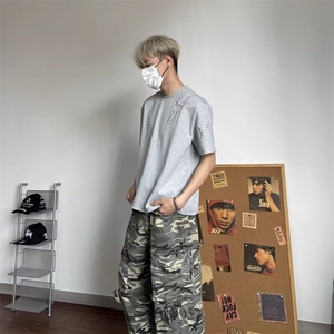新款刺绣暗纹短袖t恤男女夏季百搭休闲衣服新中式风潮半袖上衣图片