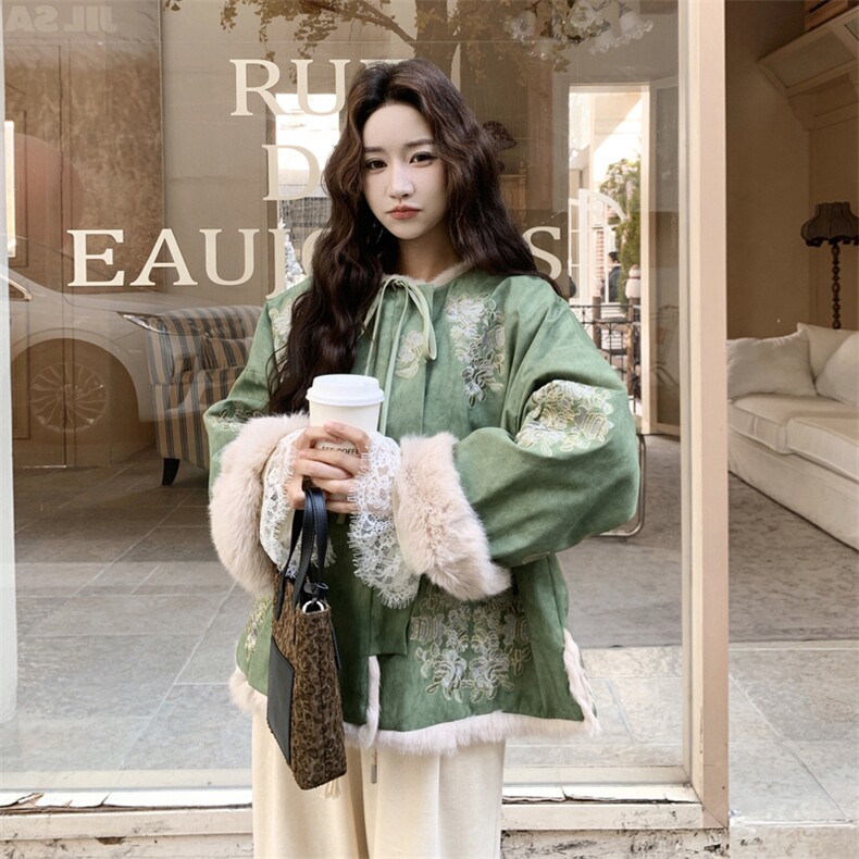 【新款】风重工刺绣双面穿环保毛2C115-2372-P235-K348,女装派克服,2C115