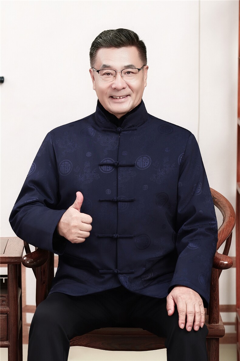 主推现货中老年婚宴喜庆唐装冬加绒可拆卸内胆爷爷风唐装外套,男装民族服装,钱塘723
