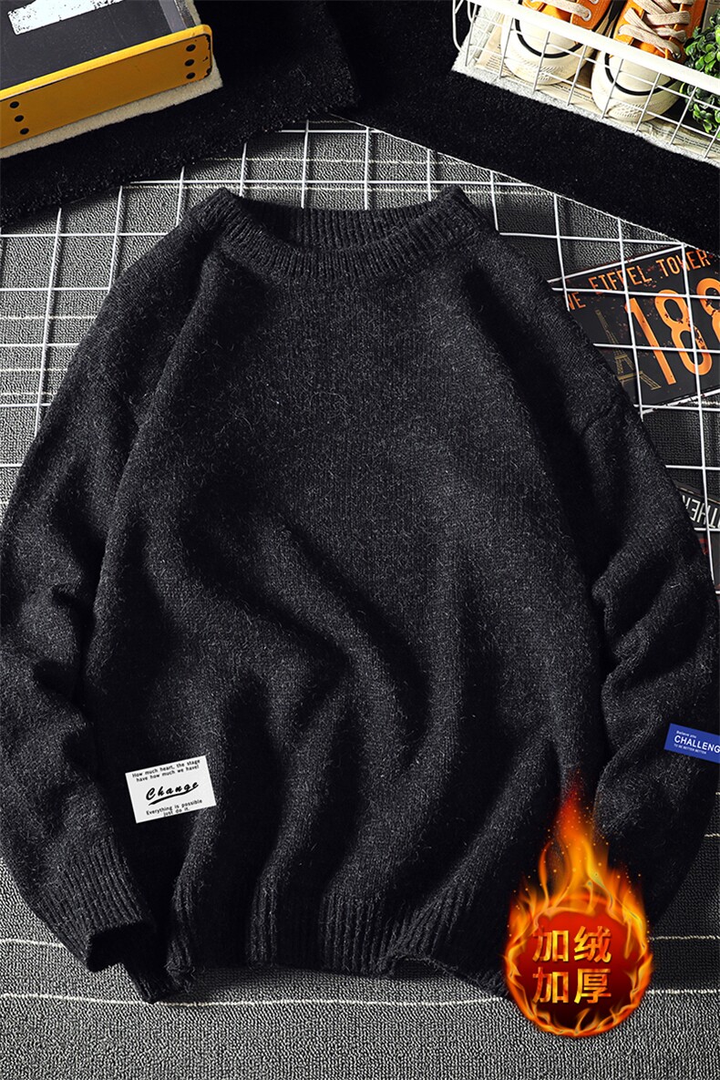 M19062-P45加绒款-P65加厚加绒毛衣男大码毛线衣男针织衫男线衫,男装针织衫/毛衣,电商A040A