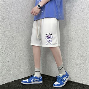 HD74225-P22 华夫格短裤男大码宽松五分裤男直筒中裤图片