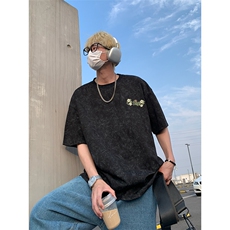 美式重磅刺绣短袖t恤夏季圆领宽松半袖情侣上衣T3631-特价P28，男装T恤，电商A007
