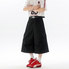 8XL-M褶皱工装牛仔短裤男夏季美式复古多口袋七分裤子QK27002P58，男装牛仔裤，电商B312