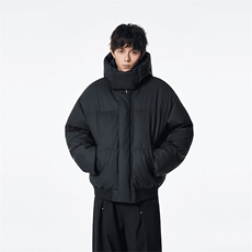 现货5W件冬季三防重磅boxy短款羽绒连帽PU皮棉衣外套防风加厚棉服，男装棉衣，电商A486