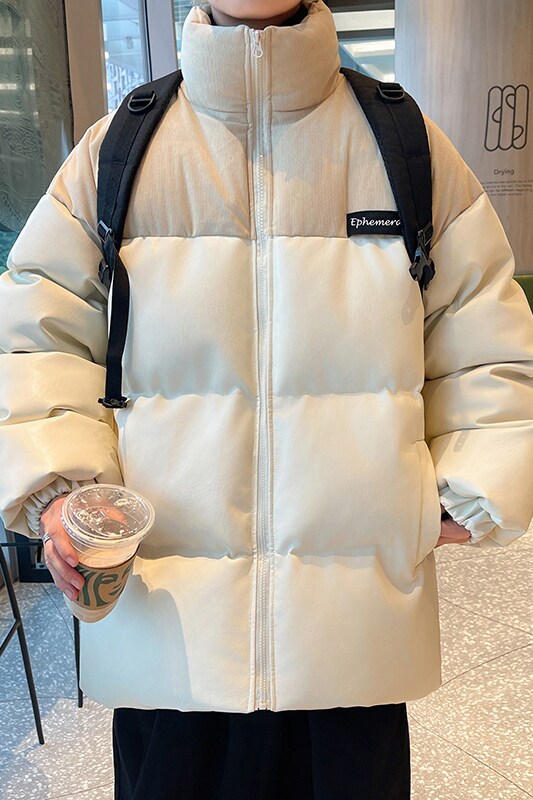 新款PU皮拼接灯芯绒立领棉衣男港风棉服冬季加厚棉袄MY619-P108,男装棉衣,星座505-3