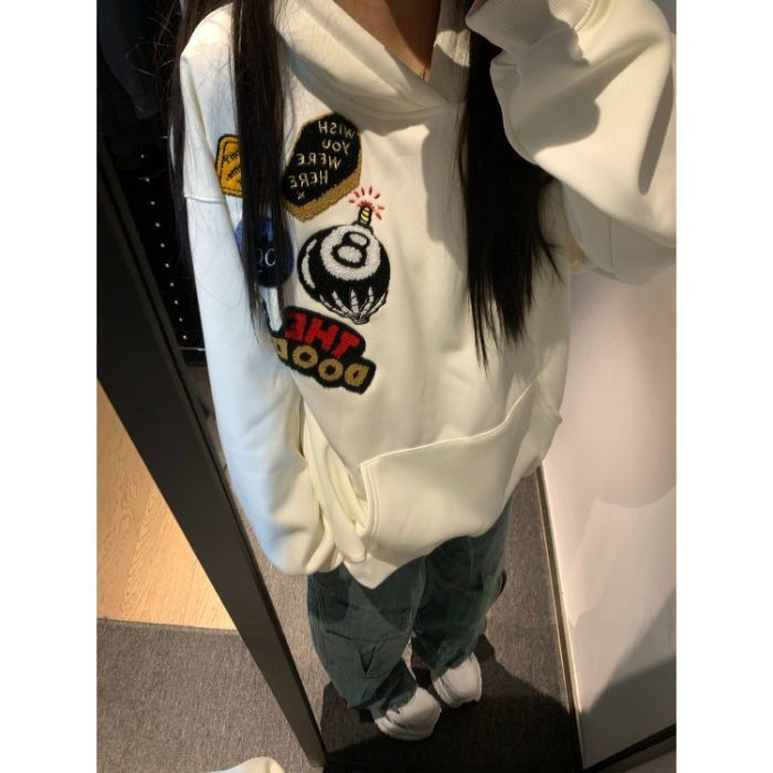 5210-P55新款宽松毛巾绣潮牌卫衣外套薄款/加绒,女装卫衣/绒衫,星座617A-2