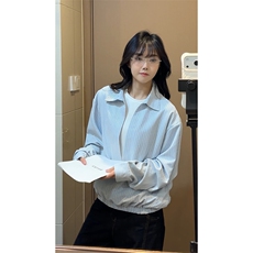 韩系假两件条纹衬衫氛围感休闲时髦个性时尚上衣HY921TP48控88，男装衬衫，电商A102B