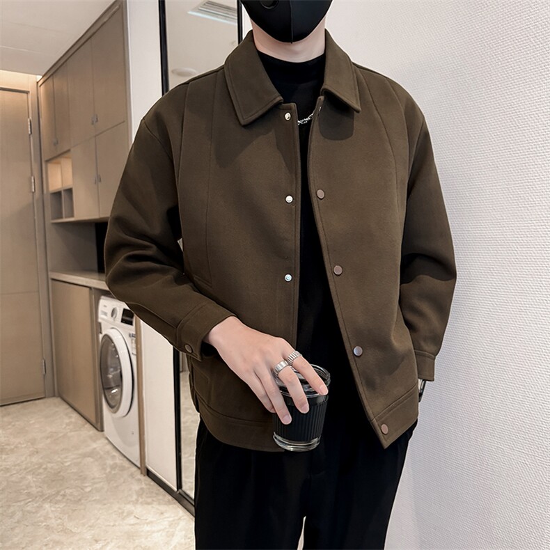 社会小伙高端呢子明线宽松韩版外套大衣夹克男A236-JK8009-P130,男装夹克,电商A236