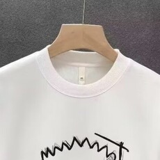 美式卡通辛普森撞色字母圆领加绒卫衣男2025新款情侣运动上衣，男装卫衣，星座506A