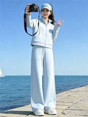欧货时尚运动套装女春季新款洋气减龄立领拉链开衫卫衣卫裤两件套，女装套装/套裙，江南