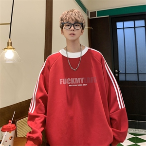 美式三杠条纹复圆领卫衣秋冬男女宽松长袖SW2468 -P45控68 50棉图片