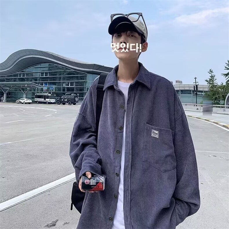 308-P29 长袖衬衫男士春秋新款韩版潮流工装衬衣图片
