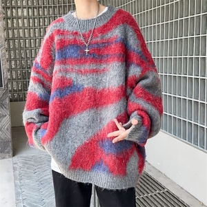美式圆领毛衣男慵懒风休闲针织衫 M314 P45图片