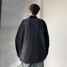 高质量针织开衫男女韩版潮流拼色宽松百搭2024冬ins毛衣MZ638-P66，男装针织衫/毛衣，星座412-3