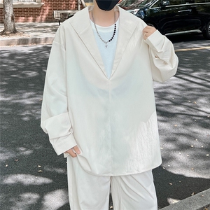 C5067/P40秋装新款老钱风长袖假两件V领POLO衬衫男设计感大码上衣图片