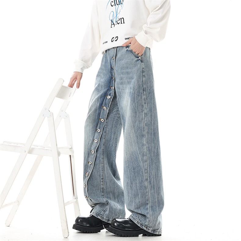 春节新款排扣设计宽松牛仔裤xz906-1-K1305特价P55控108，男装牛仔裤，星座906-1（原电商a316-2）