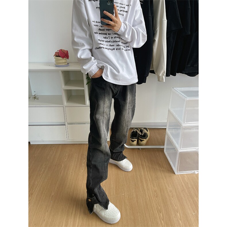 B221美式ins高街小众加绒牛仔裤LK22042-P60控78加绒P75控98,男装牛仔裤,电商B221