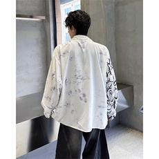CS1152-特批38控68秋季新款新中式撞色拼接长袖冰丝衬衫大码男，男装衬衫，电商A059