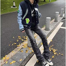 复古拼接徽章刺绣毛呢棒球服夹克男女潮牌外套春秋新款HH510P69，男装夹克，星座1013-5
