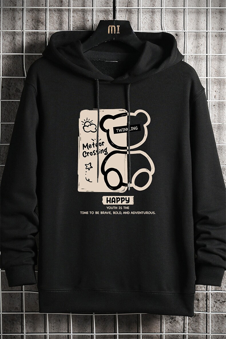 纯棉连帽卫衣男大码运动帽衫宽松薄WY2352-P35加绒款-P40网格,男装卫衣,电商A040A