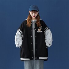 中性风2023秋季新款港风设计感印花情侣棒球服外套G552p75控98，男装夹克，A247A