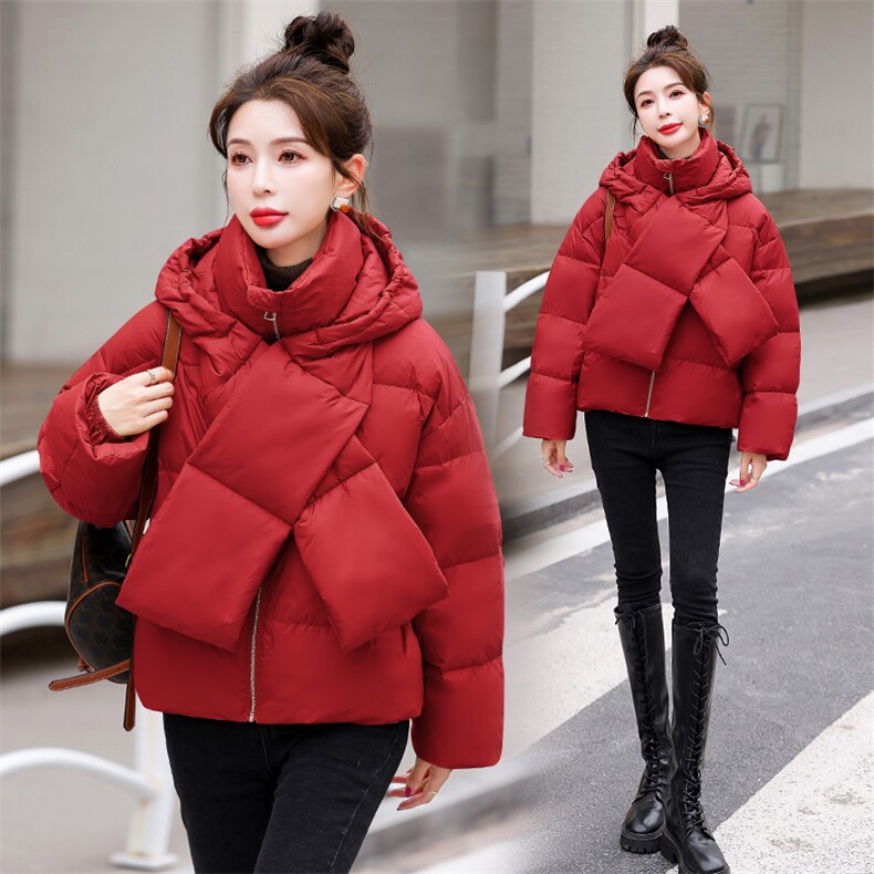 2024年冬季时尚潮流小个子90白鸭绒短款连帽时尚设计感羽绒服，女装羽绒服，时尚俏佳人