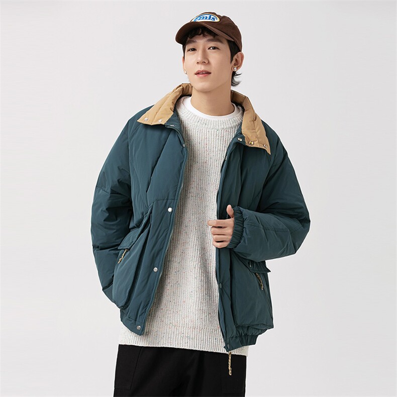 外27-2日系翻分拼接大口袋羽绒服90白鸭绒(新标)YR06-P249,男装羽绒服,新杭派外27-2