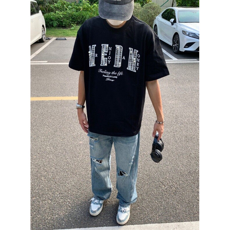 M543-P35字母潮流上衣休闲宽松百搭时尚舒适圆领短袖T恤男女同款,男装T恤,星座617A-1（原B318A）