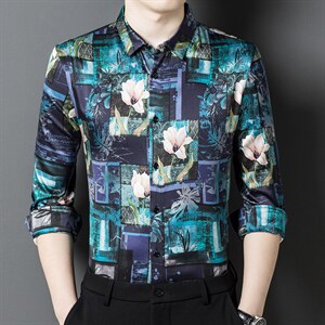 BB3959钱塘2020-2新款男士衬衫商务休闲长袖花衬衣P300,男装衬衫,钱塘207-2
