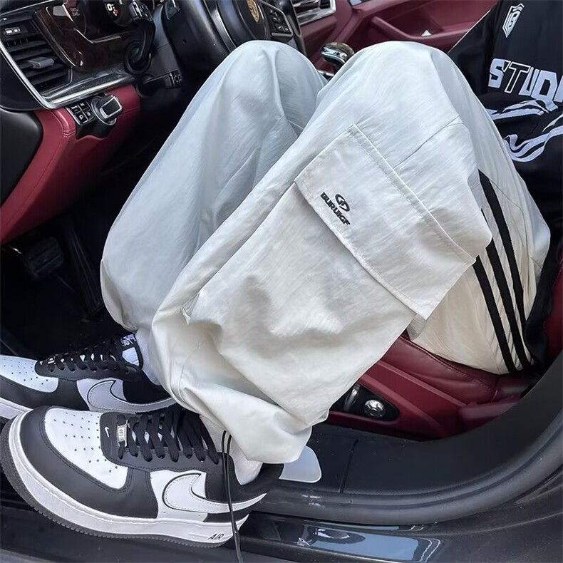 美式条纹休闲休闲裤男夏季潮牌工装裤高街直筒宽松长裤M5422-P40,男装工装外套,星座1008-1