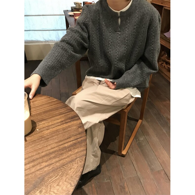 【有货】M6518LL-特P53麻花V领针织衫毛衣男冬季高级感痞帅,男装针织衫/毛衣,星座1007（原301D）