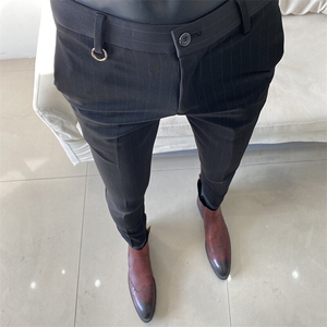 春季西裤男修身直筒高级感商务休闲裤男士裤长裤906九分9069—P55图片