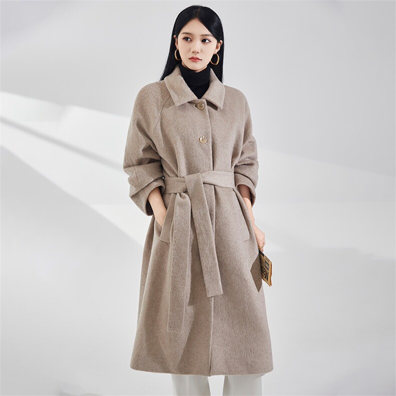 2025年秋季时尚百搭简约休闲大衣加厚，女装双面呢大衣，澳纯羊绒