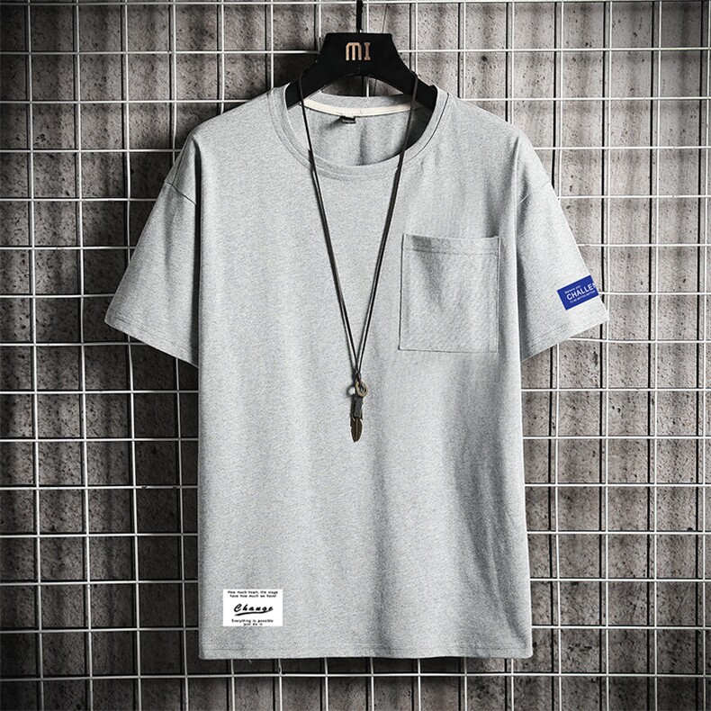DX24062-P25大口袋百搭短袖t恤男大码半袖体恤上衣服图片