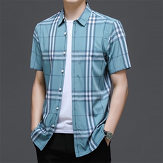 AD22102钱塘2020-3夏季男士精品格子短袖衬衫P75，男装衬衫，钱塘207-3
