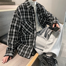 2022夹克男港风秋季新款千鸟格呢料长袖外套男A071-C22-P68，男装夹克，电商A071