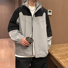 秋款工装连帽夹克潮流拼色宽松百搭户外冲锋衣外套CYJK9231-P80，男装夹克，电商A128