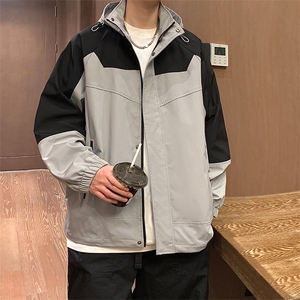 秋款工装连帽夹克潮流拼色宽松百搭户外冲锋衣外套CYJK9231-P80图片