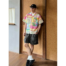 度假衬衫夏威夷短袖花衬衫男凉感复古油画宽松衬衣外套CH302，男装衬衫，星座1116A（原606A-3）