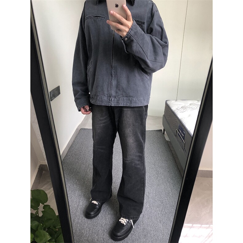 B221美式ins高街暗黑光版修身微喇牛仔裤LK23137-P55控78,男装牛仔裤,电商B221
