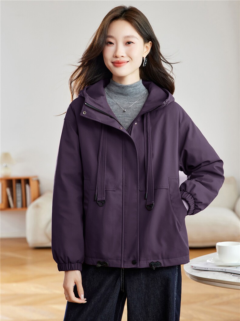 休闲连帽加绒加厚保暖外套女2025秋冬新款小个子宽松百搭工装棉服,女装棉衣/棉服,沐七七