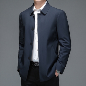 2023新款中年男士翻领加绒加厚羽绒服冬季爸爸装商务休闲保暖外套图片