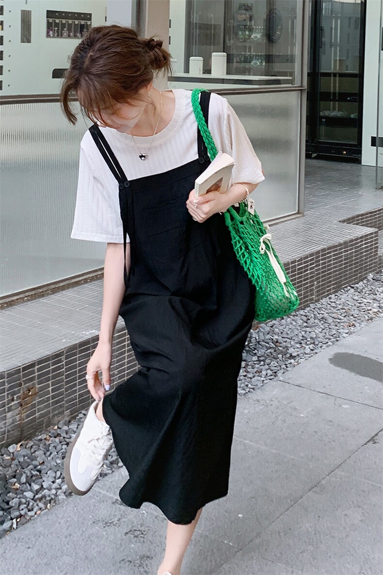 韩系chic撞色假两件连衣裙女2025夏季新款宽松气质显瘦设计感裙子,女装连衣裙,2C206