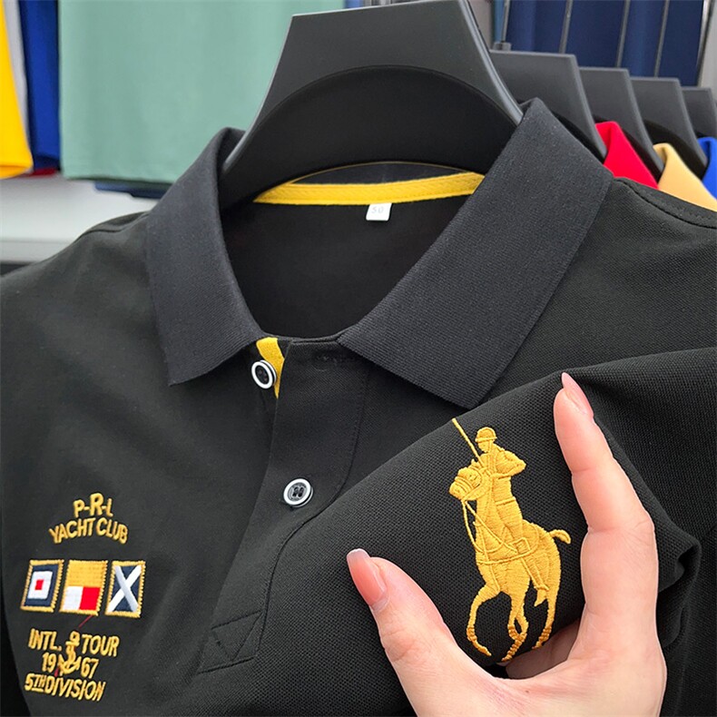 男士短袖T恤保罗polo衫2023夏季新款中年休闲男装半袖翻领体恤衫,男装Polo衫,电商B212（原钱塘6029）