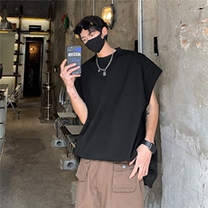 纯色背心型落肩短袖T恤半袖坎肩打底衫XT09-P30控48，男装背心/马甲，星座216(原A116)